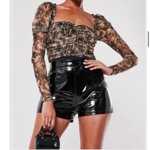 Missguided Snake Print Ruched Bodysuit